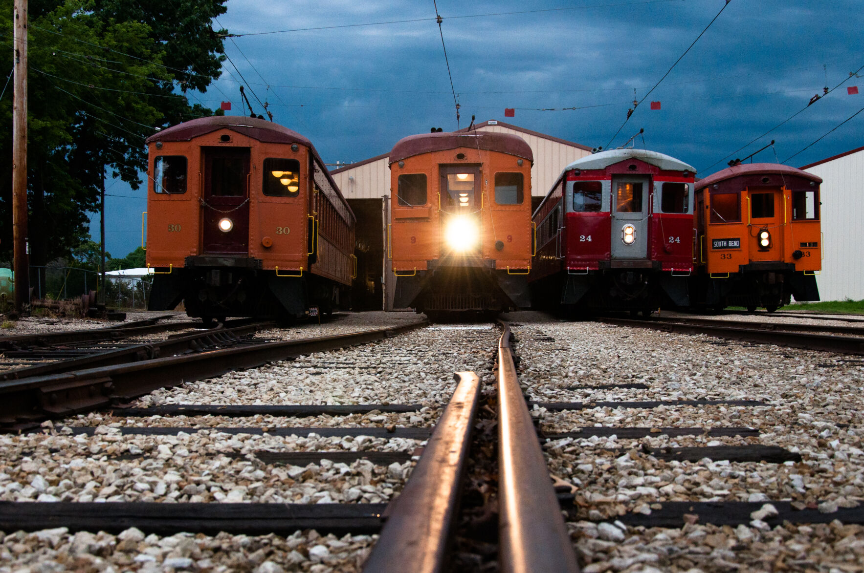 East Troy Electric Railway twilight view of the fleet